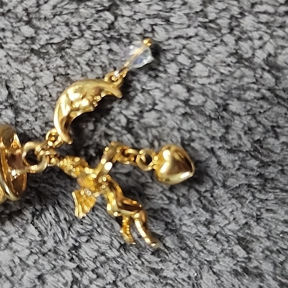 Vintage Kirks Folly Angel Harp Goldtone Pendant Necklace - Picture 4 of 6